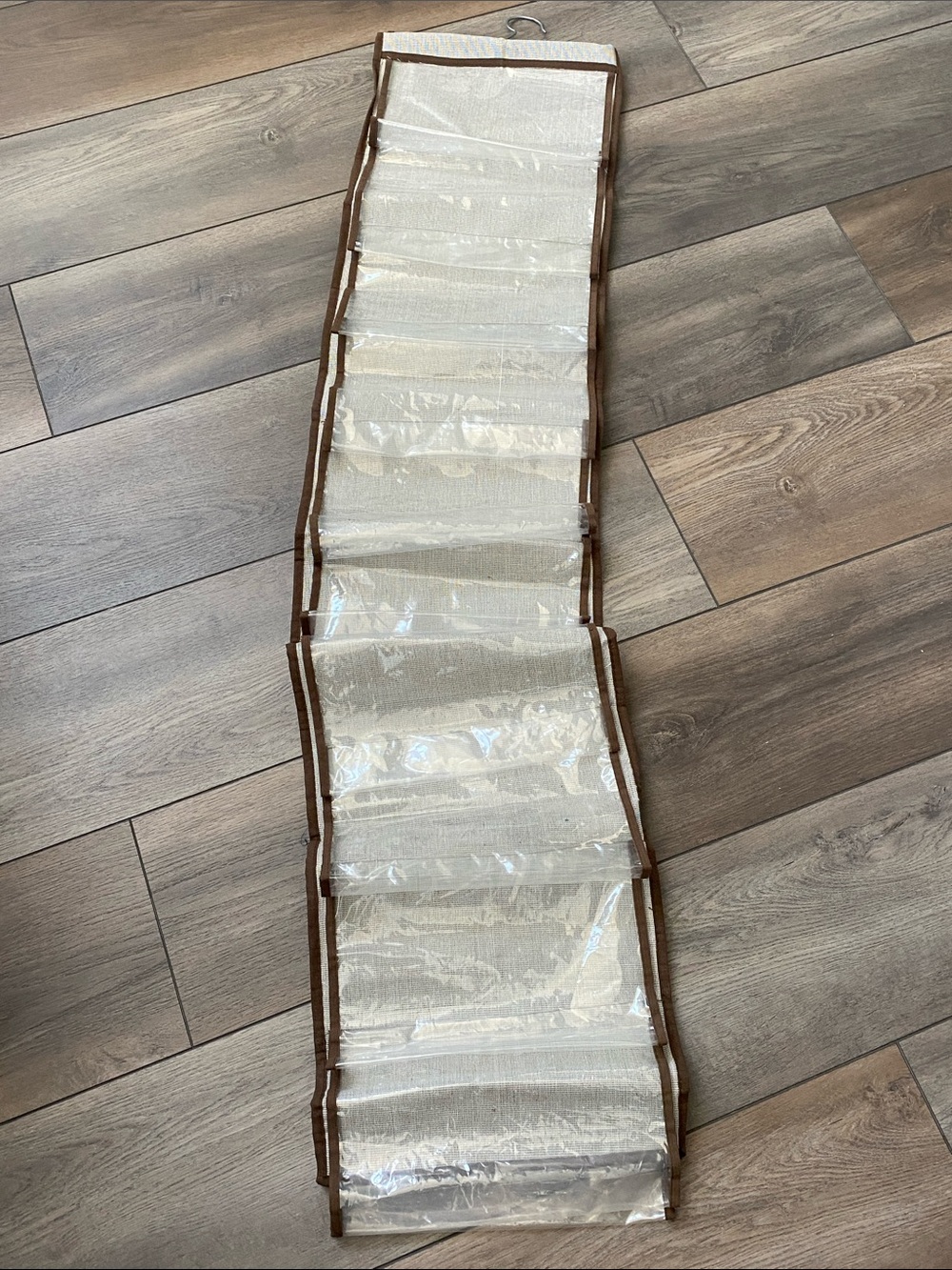 Hanging Shoe Clear Pocket Organizer with Brown Trim 20 Pairs